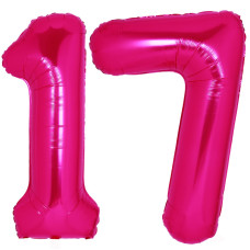 40Inch Number 17 Balloon Hot Pink 71 Foil Mylar Jumbo Giant Big Large 17 Balloons Number Sweet 17Th 71St Birthday Party Annivers