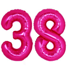 40 Inch Hot Pink 38 Number Balloons Giant Jumbo Huge 83 Foil Mylar Helium Number Digital Balloons Rainbow 38Th Birthday Balloons