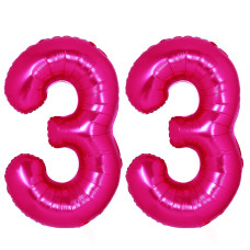 Giant 40 Inch Pink Number 33 Balloon Hot Pink 33Th Birthday Decorations For Women 33 Number Foil Mylar Balloons 33 Th Birthday