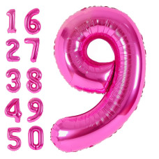 Giant 40 Inch Pink Number 9 Balloon For 9Th Birthday Decorations For Kids Girls Boys 9 Balloon Number For On Cloud 9 Years Old B