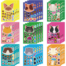 Dorgua Makeaface Sticker Set Make A Cats Stickers For Kids Cat Lover Diy Craft Stickers Face Stickers Decor Make Your Own C