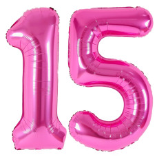 40 Inch Large Pink Number15 Balloons Pink Number 15Th For Birthday 51St Birthday Decorations For Kids Boys Girls 15 Years Old Bi