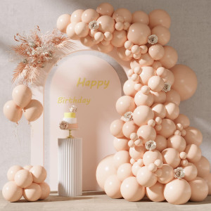 Rubfac 87Pcs Peach Nude Balloons Different Sizes 18 12 10 5 Inches Pastel Orange Balloon Premium Boho Orange Latex Balloons For