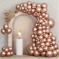 Rubfac Rose Gold Balloons 87Pcs Different Sizes 18 12 10 5 Inches Metallic Chrome Rose Gold Balloons For Birthday Party Supplies