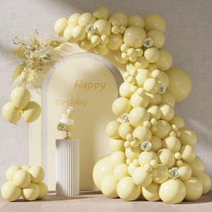 Rubfac 87Pcs Pastel Yellow Balloons Different Sizes 18 12 10 5 Inches For Garland Arch Premium Yellow Latex Balloons For Birthd