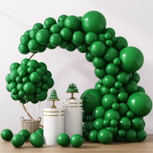 Rubfac 129Pcs Dark Green Balloons Different Sizes 18 12 10 5 Inches Green Latex Balloon Garland Arch For Masquerade Party Decora