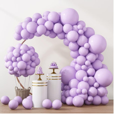 Rubfac 129Pcs Pastel Purple Balloons Different Sizes 18 12 10 5 Inches For Garland Arch Light Purple Balloons For Birthday Baby