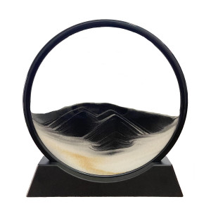 12Inch Black And White 3D Dynamic Sand Art Liquid Motion Moving Sand Art Picture Round Glass 3D Deep Sea Sandscape In Motion D