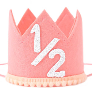 Half Birthday Crown Pink 12 Party Hat Six Months Baby Girlsboys Birthday Decorations