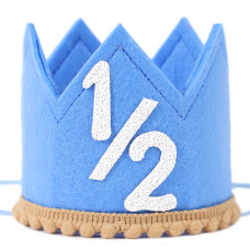 Half Birthday Crown Blue 6Month Party Hat Decorations For Baby Half Birthday