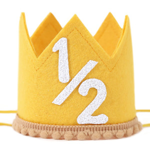 Half Birthday Crown Yellow Crown For 6Month Babys Birthday Party Girlsboys Party Supplies And Decorations