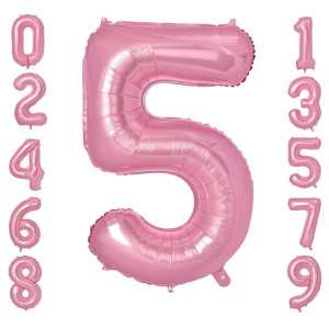 Vonokee 40 Inch Pink Giant Number Balloons 5 Jumbo Digital Foil Mylar Balloon For Birthday Party Wedding Anniversary Celebratio