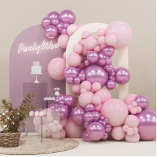 Partywoo Pink Balloons 140 Pcs Pastel Pink And Metallic Pink Balloons Different Sizes Pack Of 18 Inch 12 Inch 10 Inch 5 Inch Fo