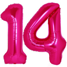 40 Inch Giant Hot Pink Number 14 Balloon Helium Mylar Foil Number Balloons For Birthday Party 14Th Birthday Decorations For Ki