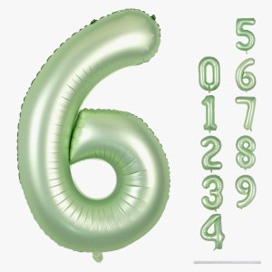 Sage Green Number 6 Balloons 40 In Large Olive Green Number 6 Foil Helium Balloons For Girls Women Self Inflating Number Ballo