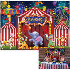 10X8Ft Red Circus Backdrop Amusement Park Tents Stratus Playground Carnival Carousel Kids Boy 1St Birthday Party Baby Shower