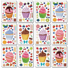 24 Sheets Cupcakes Stickers For Kids Treats And Sweets Sticker Sheets Make A Face Stickers For Birthday Party Mix And Match Dess