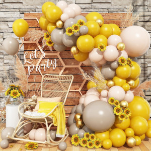 Yellow Beige Balloon Arch Kit Double Stuffed Balloon Garland Kit With Mustard Yellow Light Brown Neutral Balloon Arch Kit 91 Pc