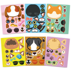 24 Sheets Dog And Cats Makeaface Sticker Make Your Own Dogs And Cats Animal Mix And Match Stickers Games School Activity Rewa