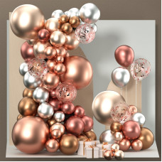 Partywoo Rose Gold Balloons 130 Pcs Metallic Balloons Different Sizes Pack Of 18 12 10 5 Inch Rose Gold Balloon Arch Kit Balloon