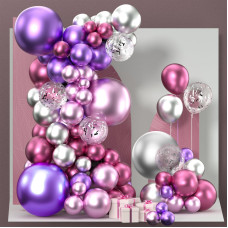 Partywoo Pink And Purple Balloons 130 Pcs Metallic Purple Balloons Different Sizes Pack Of 18 12 10 5 Inch Pink Purple Balloon A