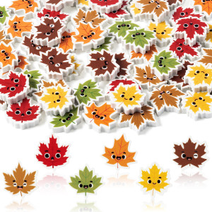 Yopyame 60Pcs Fall Leaves Mini Eraser For Kids Bulk Assorted Novelty Maple Leaf Pencil Eraser Cute Puzzle Erasers Desk Pet Schoo