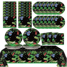 Reptile Snake Birthday Party Supplies Favors Serves 24 Lizard Party Paper Plates Napkins Set Jungle Swamp Snake Tablecloth Table