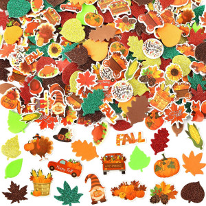 Thanksgiving Fall Leaf Foam Sticker Julbear 900Pcs Autumn Glitter Maple Leaves Colorful Pattern Selfadhesive Foam Stickers For