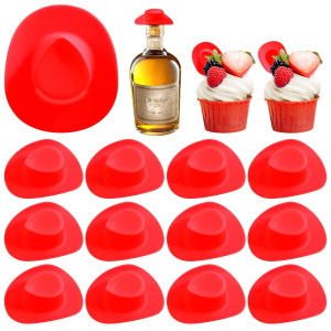 30 Pieces Mini Western Cowboy Hat Cowgirl Hat Doll Hats Plastic Cute Doll Hats Decoration Accessories For Party Red