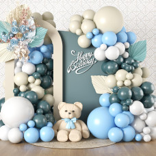 Dusty Blue Beige White Balloon Garland Arch Kit 116 Pieces Dusty Slate Blue Pastel Baby Blue Beige White Sand Balloon Arch Kit