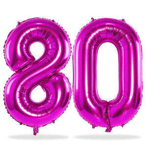 Hot Pink Birthday Balloon Numbers 80 40 Inch Big Foil Mylar Number 8 And 0 Helium Balloons Rose Pink Number 80 Balloon Set For