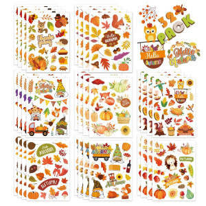 Fall Stickers Autumn Stickers For Kids 640Pcs Thanksgiving Maple Leaves Stickers Hello Fall Stickers Envelope Thanksgiving Party