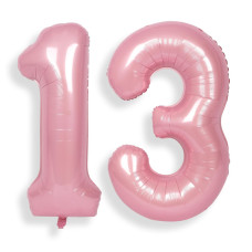 Suwen 40 Inch Pink Large 13 Number Balloons Big Foil Helium Number Balloons 09 Jumbo Happy 13Th Mylar Birthday Party Decoration