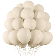 Rubfac Sand White Balloons Latex Party Balloons 100Pcs 12 Inch Helium Balloons For Wedding Bridal Baby Shower Graduation Anniver