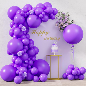 Rubfac 116Pcs Purple Balloons Different Sizes Pack Of 36 18 12 10 5 Inch For Garland Arch Extra Large Balloons For Birthday Grad