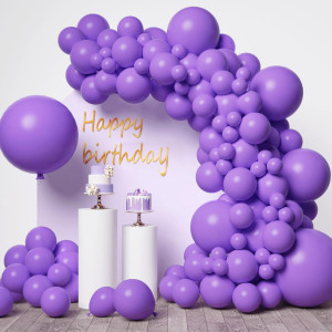 Rubfac Purple Balloons 146Pcs Different Sizes Pack Of 36 18 12 10 5 Inch For Balloon Garland Or Balloon Arch As Graduation Wedd