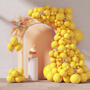 Rubfac 87Pcs Yellow Balloons Different Sizes 18 12 10 5 Inches For Garland Arch Premium Yellow Latex Balloons For Birthday Wedd