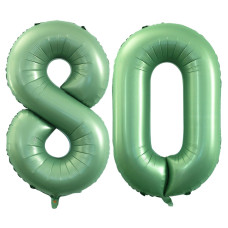 Goer Number 80 Balloons For 80Th Birthday Party Decorations 42 Inch Jumbo Foil Helium Balloons For 80Th Anniversary Sage Green