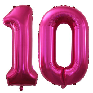 Goer Number 10 Balloons For 10Th Birthday Party Decorations 42 Inch Jumbo Foil Helium Balloons For 10Th Anniversary Bright Peac