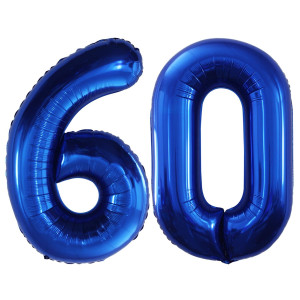 Goer Number 60 Balloons For 60Th Birthday Party Decorations 42 Inch Jumbo Foil Helium Balloons For 60Th Anniversary Blue