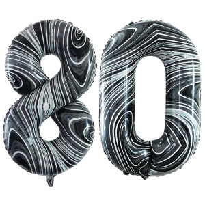 Goer Number 80 Balloons For 80Th Birthday Party Decorations 42 Inch Jumbo Foil Helium Balloons For 80Th Anniversary Marble Blac