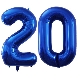 Goer Number 20 Balloons For 20Th Birthday Party Decorations 42 Inch Jumbo Foil Helium Balloons For 20Th Anniversary Blue