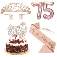 Agqrdkrc 75 Birthday Decorations For Women 75Th Birthday Gifts For Women Rose Gold Include 75Th Birthday Crown Birthday Queen S