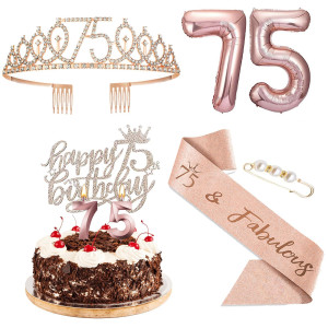 Agqrdkrc 75 Birthday Decorations For Women 75Th Birthday Gifts For Women Rose Gold Include 75Th Birthday Crown Birthday Queen S