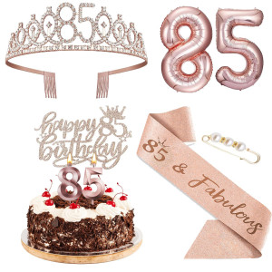 Agqrdkrc 85Th Birthday Decorations For Women 85Th Birthday Party Decorations Rose Gold Include 85Th Birthday Crown Birthday Quee