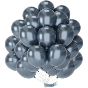 Partywoo Metallic Midnight Blue Balloons 50 Pcs 12 Inch Metallic Blue Balloons Navy Blue Metallic Balloons For Balloon Garland