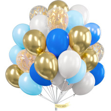 Partywoo Shades Of Blue Balloons 100 Pcs 12 Inch Pack Of Light Blue Balloons Royal Blue Balloons White Balloons And Gold Ball