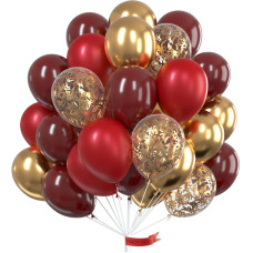 Partywoo Red And Gold Balloons 100 Pcs 12 Inch Pack Of Ruby Red Balloons Burgundy Balloons And Gold Balloons Latex Balloons F