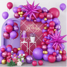 Hot Pink And Purple Balloon Garland Kit Purple Balloon And Hot Pink Balloon With Purple Hot Pink Metallic Purple Magenta Explosi