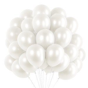 Rubfac 120Pcs White Balloons 12 Inches Pearl White Balloons Bright Color Latex Party Balloons For Birthday Baby Shower Wedding